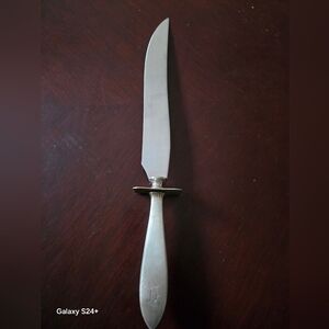 COUTEAU ANCIEN  ARGENT STERLING MANCHE VIANDE SCULPTURE 12.5"